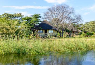 Thatched safari suites with air conditioning