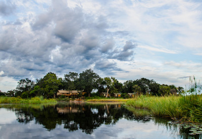 Kazile island surrounded by wet zambezi landscape