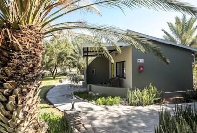 Shaded desert lodge
