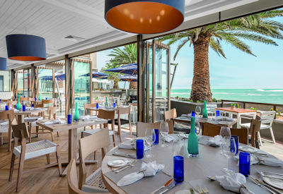Outdoor lounge, bar and dining area