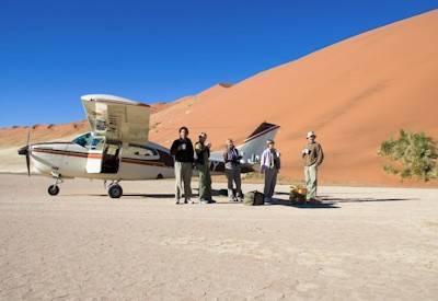 Light aircraft Windhoek to Sossusvlei Namib Naukluft Park Namibia fly-in safari dawn