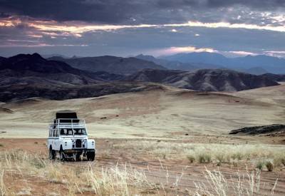 Damaraland aerial view rugged valleys desert-adapted elephant black rhino Namibia fly-in safari