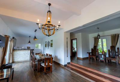 Amakoro Songa Lodge main dining room bar area Rwanda gorilla trekking base
