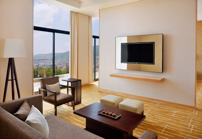 Kigali Marriott Hotel flat-screen TV pillowtop bedding mini-refrigerator 5-star Rwanda