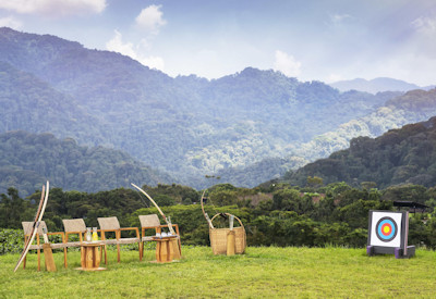Chimpanzee trekking canopy walk mountain biking birdlife Nyungwe National Park Rwanda