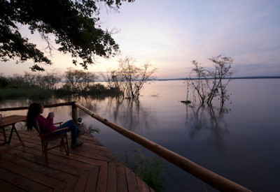 Ruzizi Tented Camp exceptional Lake Ihema sundowners fire pit central deck Rwanda