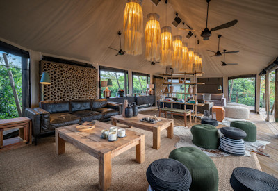 Wilderness Magashi indoor central guest area bar dining Akagera National Park Rwanda