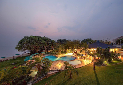 Lake Kivu freshwater Great Lakes Rwanda Virunga Volcanoes backdrop Roaming Rwanda Safari