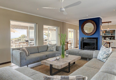 Indoor lounge area with balcony
