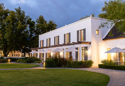 The boutique Erinvale Estate Hotel at night