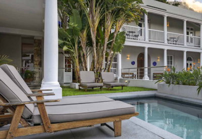 That designer swimming pool with sun loungers
