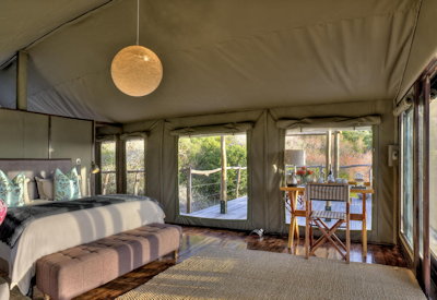 Romantic tented suite with en-suite bathroom at Amakhala Hillsnek Lodge Amakhala Game Reserve