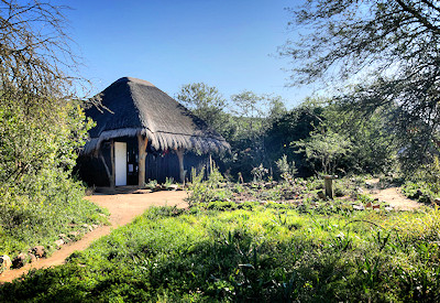 Open-air thatched central guest area at Amakhala Quatermain's Camp Amakhala Game Reserve