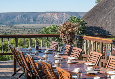 Private deck with panoramic Woodbury plains views at Amakhala Woodbury Lodge Eastern Cape
