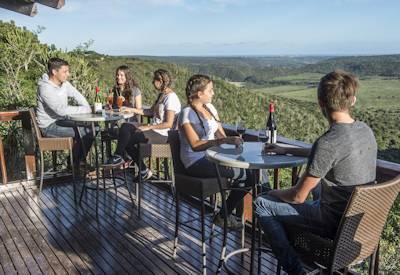 Panoramic views over Kariega River valley and hills from Kariega Main Lodge Eastern Cape