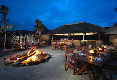 Outdoor boma firepit dining at Kariega River Lodge Kariega Private Game Reserve Eastern Cape