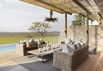 Swimming pool with sweeping Kwandwe Game Reserve views at Kwandwe Fort House Eastern Cape