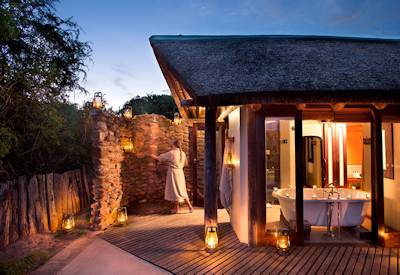 Luxury en-suite bathroom with river views at Kwandwe Great Fish River Lodge Kwandwe Reserve