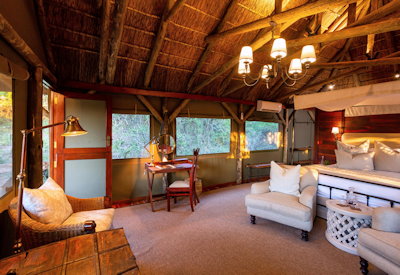 Luxury tented safari suite on thatched platform at Lalibela Tree Tops Lodge Eastern Cape