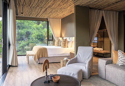 Spacious luxury tented suite under tree canopy at Shamwari Bayethe Tented Lodge Eastern Cape