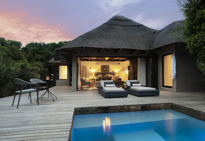 Double-storey central guest area and outdoor deck at Shamwari Eagles Crag Lodge Eastern Cape