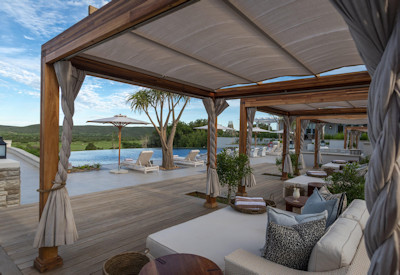 Private swimming pool with sun loungers at Shamwari Long Lee Manor Shamwari Private Game Reserve