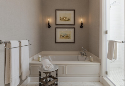 Large bathtub in elegant en-suite bathroom at Shamwari Long Lee Manor Shamwari Game Reserve