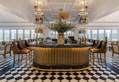 Elegant main bar at Shamwari Long Lee Manor Edwardian safari lodge Eastern Cape
