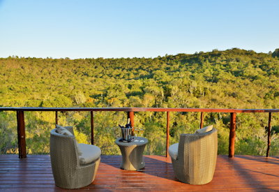 Private viewing deck overlooking Kariega River Estuary at Sibuya Bush Lodge Eastern Cape