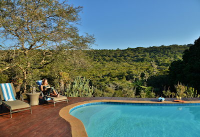 Swimming pool set in lush indigenous bush at Sibuya Bush Lodge Sibuya Game Reserve Eastern Cape