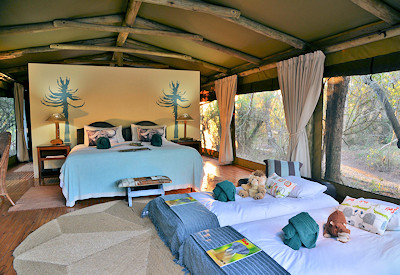 Luxury tented suite with fireplace at Sibuya River Camp Sibuya Private Game Reserve Eastern Cape