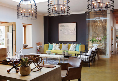 Stunning lounge area with fireplace