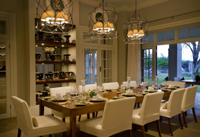 An intimate central dining room