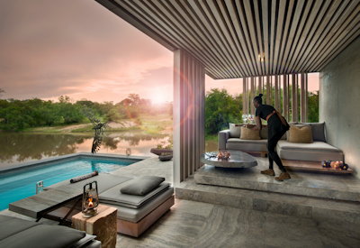 Private swimming pool deck