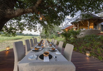 Outdoor dining area with cuisine from south africa 