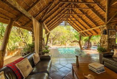 Thatched central guest area and lounge