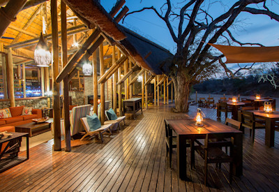 Outdoor deck and indoor lounge area