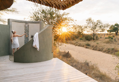 Stunning outdoor shower and deep soaking tub