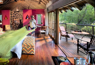 Elevated views into Madikwe Game Reserve bushveld from Jaci's Tree Lodge walkway