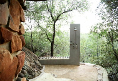 Outdoor shower area at Madikwe Hills Game Lodge Madikwe Game Reserve