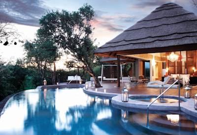 Private infinity pool overlooking Madikwe Game Reserve at Molori Safari Lodge