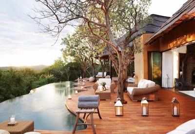 Panoramic views over Madikwe Game Reserve from Molori Safari Lodge suite deck