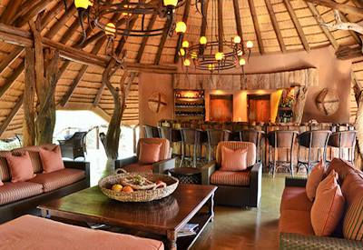 Central guest lounge and deck area at Motswiri Safari Lodge Madikwe Game Reserve