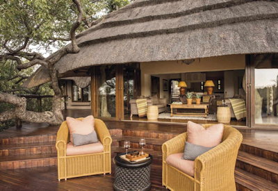 Colonial African Chic central guest lounge at Tuningi Safari Lodge Madikwe