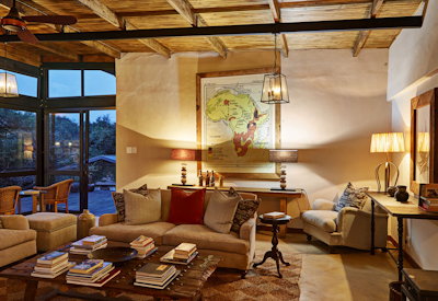 Scenic guest lounge overlooking Isandlwana Mountain at Fugitives Drift Lodge Natal