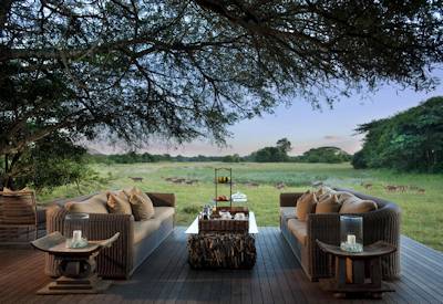 Private viewing deck overlooking Phinda sand forest at AndBeyond Phinda Vlei Lodge KwaZulu-Natal