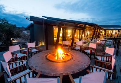 Outdoor boma firepit under African stars at Rhino Ridge Safari Lodge Hluhluwe-Imfolozi