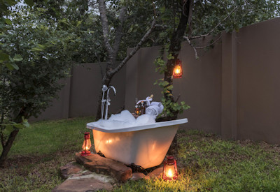Private bathroom with outdoor bath