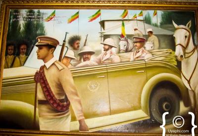 Palace of Haile Selassie summer villa Lake Tana Bahir Dar Ethiopia exterior stone lions entrance