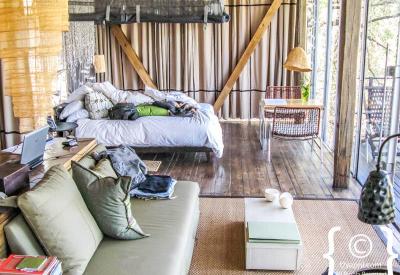 Singita Sweni Lodge main lodge area river hillside views wine cellar cigar selection chic rustic bush feel